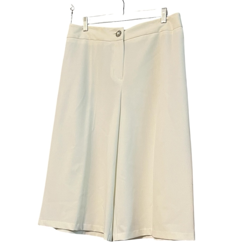 Courtenay size 12P cream high rise wide leg cropped dress pants, winter white